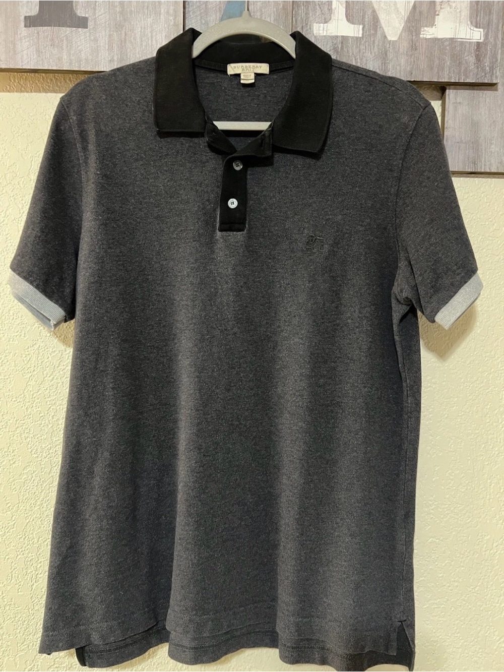 Burberry Brit Men's Dark Grey Polo T-Shirt, size M.